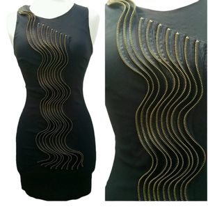 Vintage Ark & Co Gold Zipper Little Black Dress
